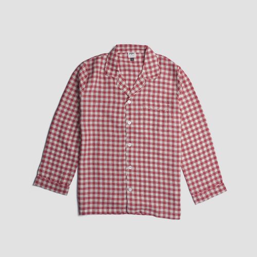 PigletinBed Men sLinenPyjamaShirt MineralRedGingham 1 greyBG 002c6564 3a28 4f3f 9906 b997de9da1a7