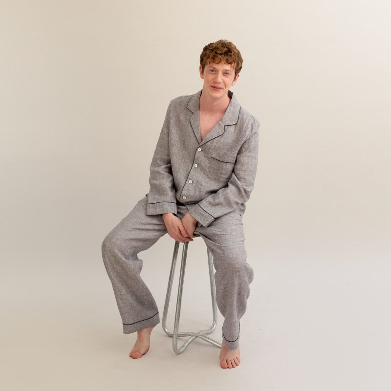 PigletinBed Men sLinenPyjamaTrouserSet Grey 2