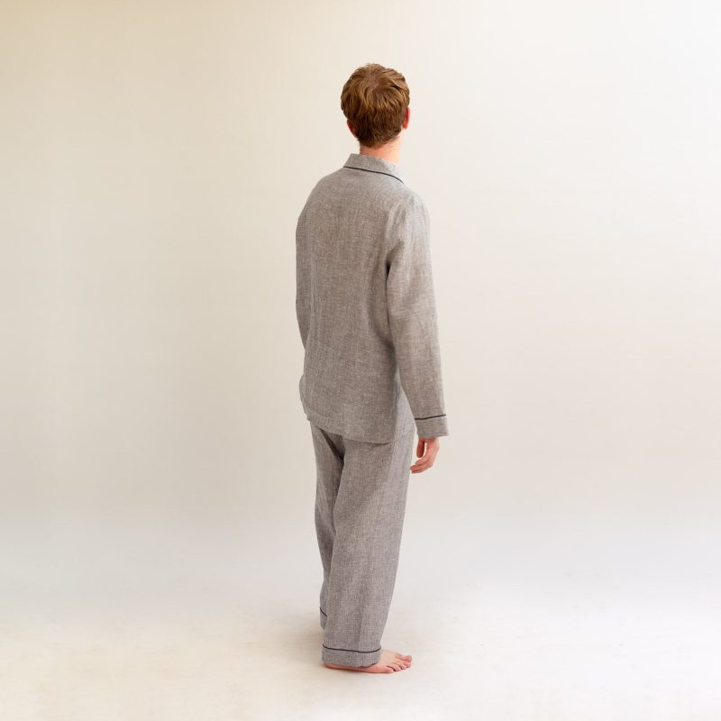 PigletinBed Men sLinenPyjamaTrouserSet Grey 3