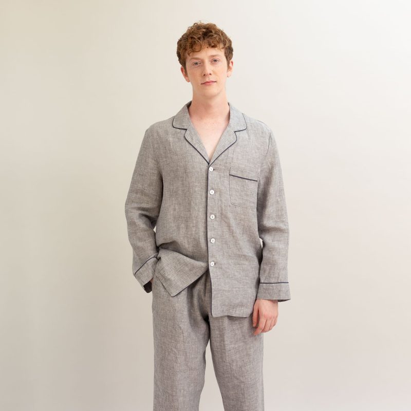 PigletinBed Men sLinenPyjamaTrouserSet Grey 4