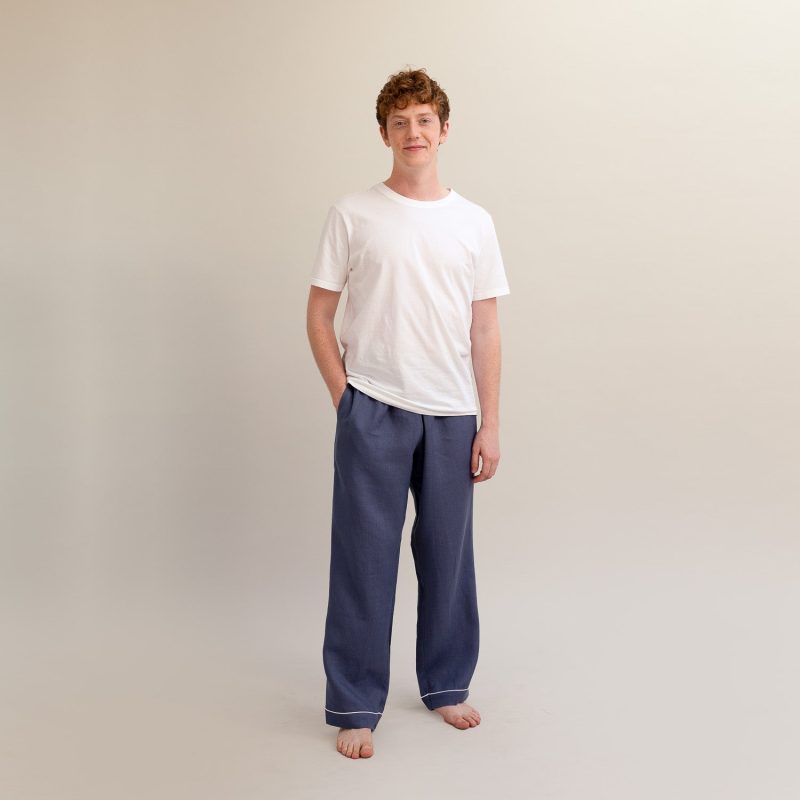 PigletinBed Men sLinenPyjamaTrousers Blueberry 1