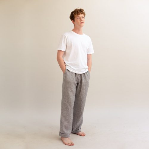 PigletinBed Men sLinenPyjamaTrousers Grey 1