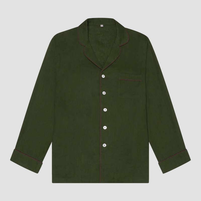 PigletinBed Men sLinenTencelPJ FernGreen Shirt