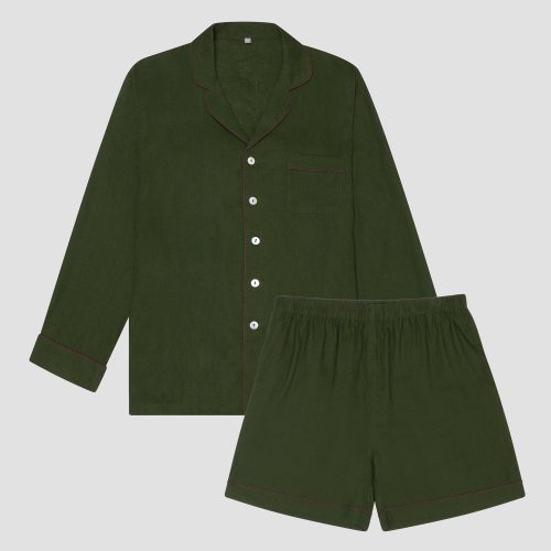 PigletinBed Men sLinenTencelPJ FernGreen Shorts