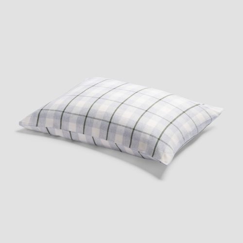 PigletinBed PlaidCheckBrushedCottonBedding Pillowcase FernGreen 1 GreyBG