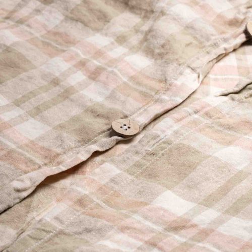 PigletinBed PlaidCheckLinenBedding DuvetCover Taupe 2