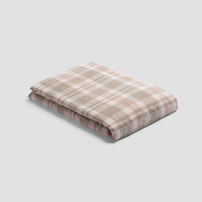 PigletinBed PlaidCheckLinenBedding FlatSheet Taupe 1 GreyBG a29e4692 ae26 4749 acb8 035af21356d2