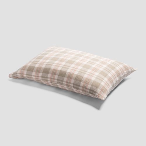 PigletinBed PlaidCheckLinenBedding Pillowcase Taupe 1 GreyBG