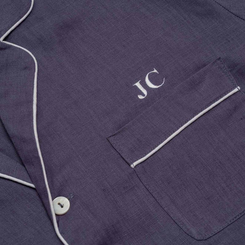 PigletinBed Pyjamas MonogramDetail Blueberry 1