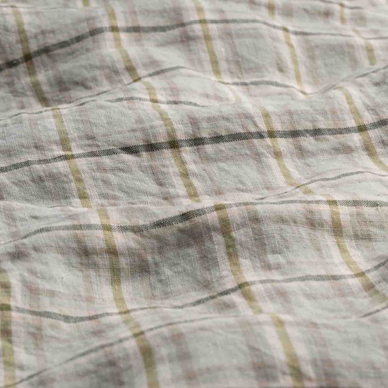 PigletinBed SmallPlaidCheckLinenBedding FlatSheet LaurelGreen 2