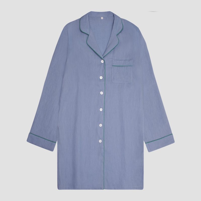 PigletinBed TencelLinenNightShirt WaveBlue