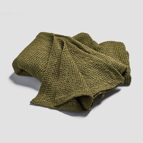 PigletinBed TexturedCottonThrow BotanicGreen 02 greyBG