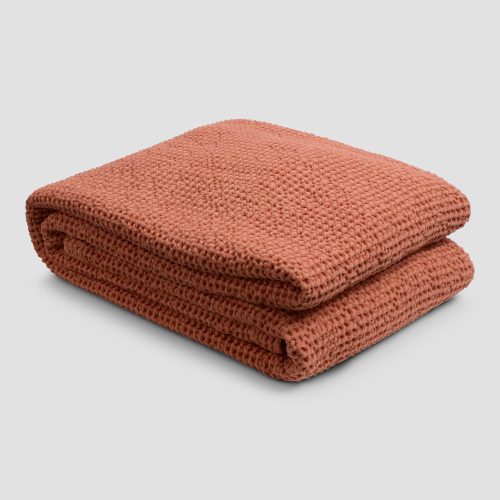 PigletinBed WaffleCottonThrow BurntOrange 1