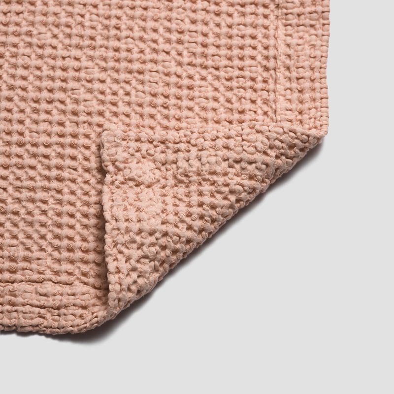 PigletinBed WaffleCottonThrow FrenchRose 4 GreyBG