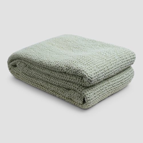 PigletinBed WaffleCottonThrow SageGreen 1