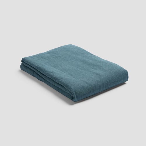 PigletinBed WaffleLinenCottonBedding FlatSheet Teal 1 GreyBG 68e6c41d 6694 4f99 b709 e7580791f77f