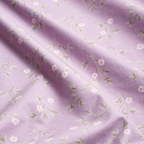 PigletinBed WashedCottonFlatSheet SpringSprig Lupin 2 GreyBG