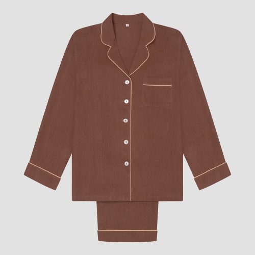 PigletinBed Women sLinenTencelPJ BarleyBrown TrousersSet