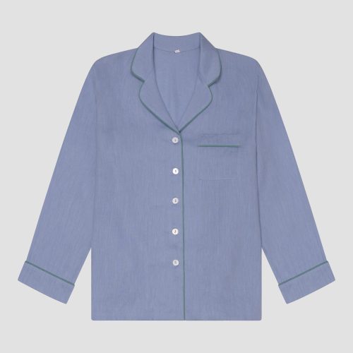 PigletinBed Women sLinenTencelPJ WaveBlue Shirt