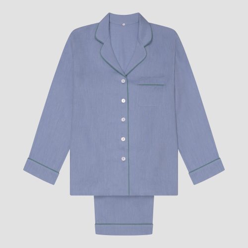 PigletinBed Women sLinenTencelPJ WaveBlue TrousersSet