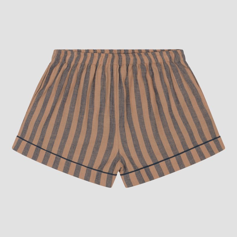 PigletinBed Women sLinenTencelStripePJ Blue Porcini Shorts