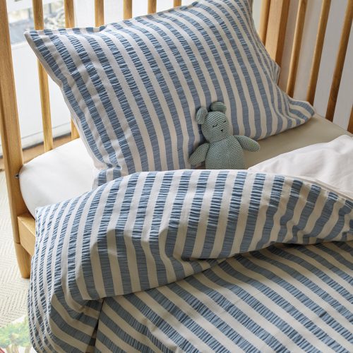 Warm Blue Seersucker Kids Duvet Set Lifestyle 2